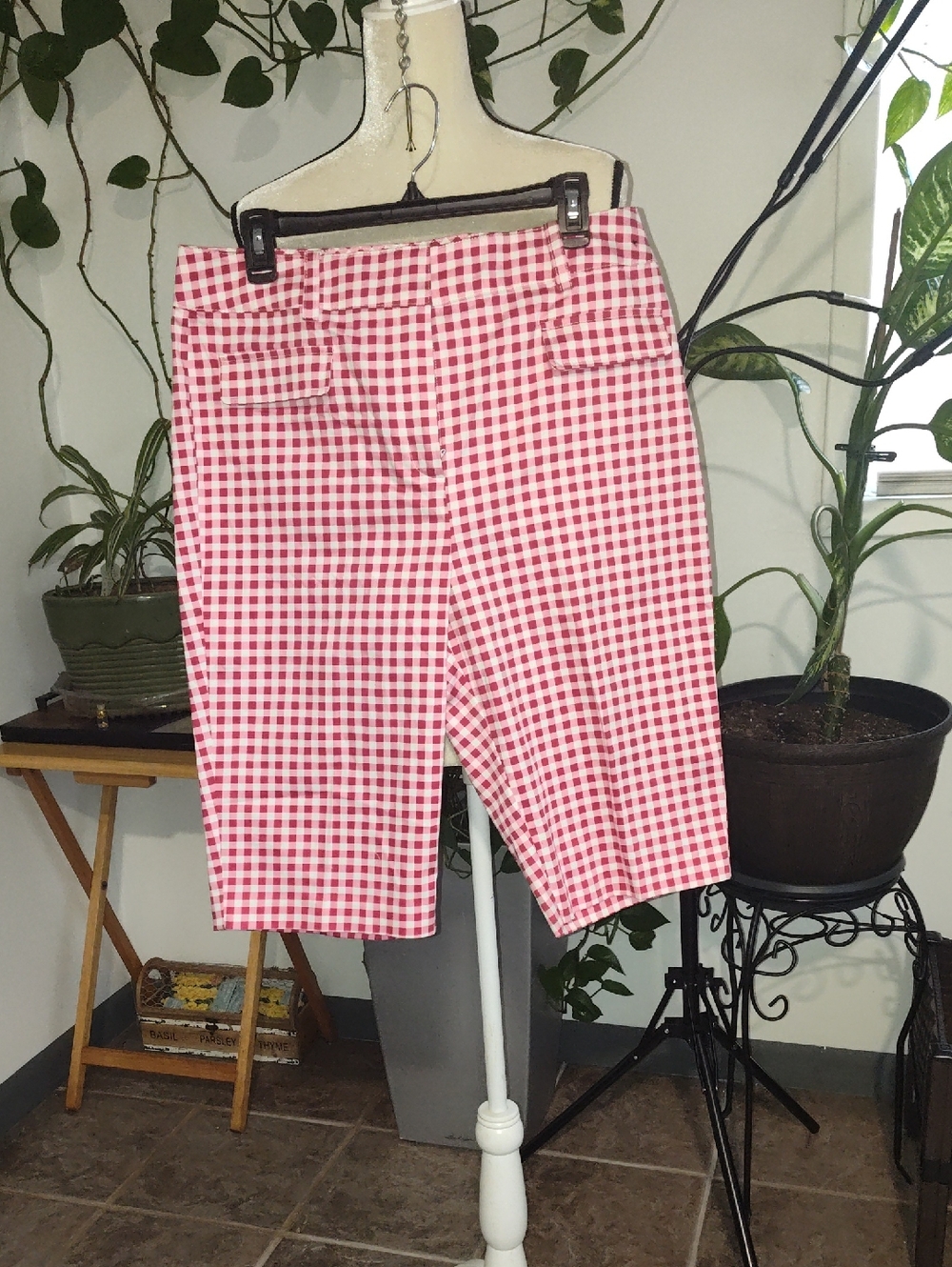 Women’s Pink Gingham Bermuda Shorts